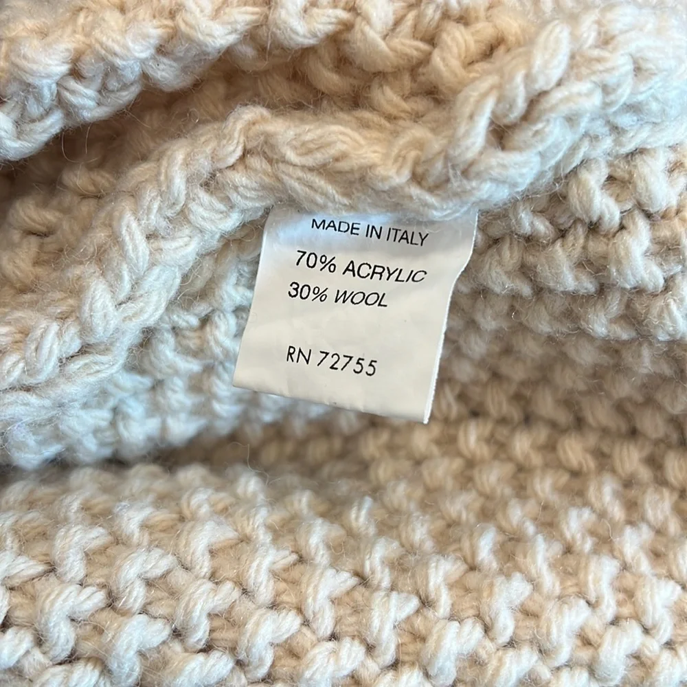 Oriana Cream & Black Wool Blend Knit Sweater Size S